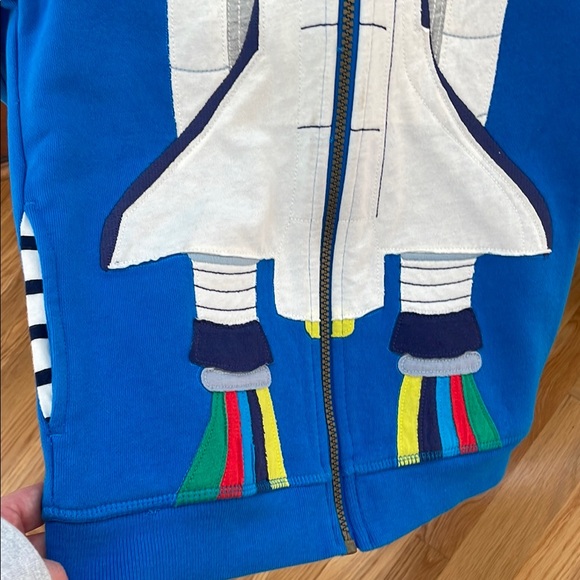 Mini Boden Blue and White Space Shuttle Hoodie - Picture 3 of 6